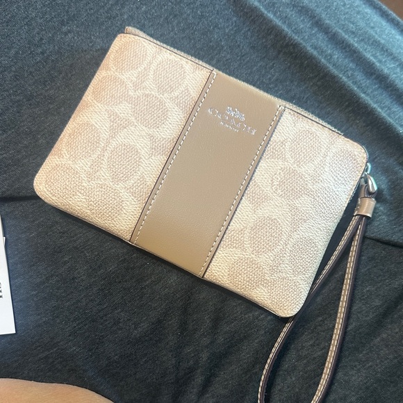 Coach Tan and Cream Wristlet - Picture 1 of 3